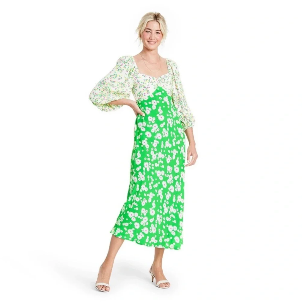 RIXO X Target Green Daisy Midi Dress - Picture 1 of 11